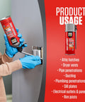 Person using Smart Dispenser Gap And Crack Foam Sealant Cream 12 Ounce For Drafts And Leaks on wiring outlet, product usage text