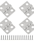 Mini Brass Hinges Set For Dollhouse Furniture And Jewelry Boxes 100 Pieces 10mm By 8mm 180 Degree Silver Tone with screws visible
