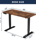 Rock Solid Electric Standing Desk With Dual Motor Lift System For Heavy Duty Home Office and Gaming Setup Adjustable Height Computer Table in Rich Rustic Brown Finish, dimensions 48" x 24".