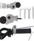 Pro Grade Drill Nibbler Kit for Sheet Metal Cutting Attachment with wrenches, adapter, and rods for electric drills.