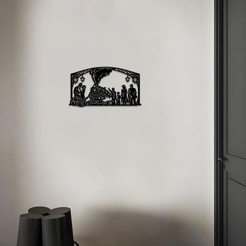 Dope Steam Train Metal Wall Art Locomotive Iron Wall Decor For Living Room Bedroom Office, Retro Train Station Scene, 12 Inch