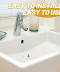 Bathtub Drain Plug Silicone and Stainless Steel for 42-44mm Holes in a white bathtub with chrome faucet.