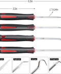 4-piece 6.5in automotive pick and hook set with comfort-grip black/red handles and metal shafts