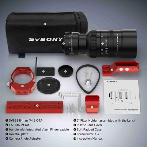 54mm Petzval APO Refractor Telescope For Astrophotography, Full Frame Compatible, with EAF Mount Kit and accessories
