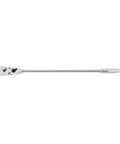 One Half Inch Drive 84 Tooth Locking Flex Head Teardrop Ratchet, 24 Inch Length, 9-Position Adjustable Head, Enclosed Head Design