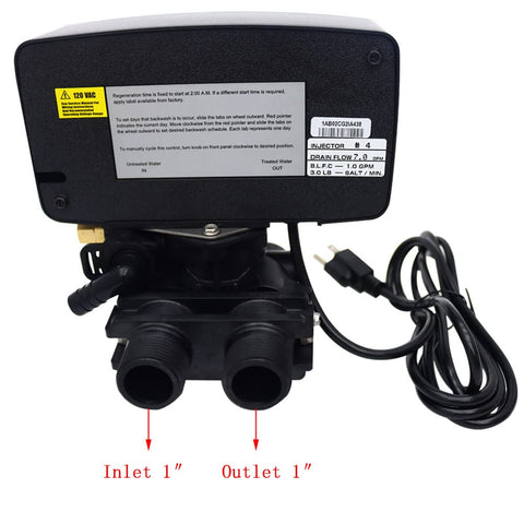Back view of Time Clock Control Valve For Water Softener System Top Mounted Auto Regeneration Valve For 9 To 11 Inch Resin Tank
