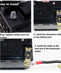 Installation process of Beefy Top Post Battery Disconnect Switch 12V 125A Quick Disconnect For Cars Trucks Marine RV, showing step-by-step guide.