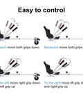 Go Kart Seat Attachment For 6.5 To 10 Inch Self Balancing Scooters, Adjustable Frame movement directions illustration