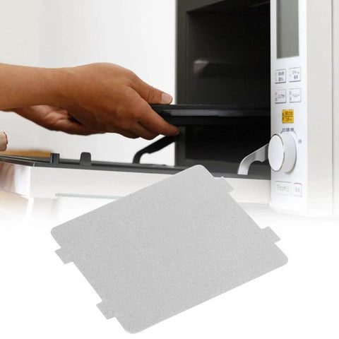 Microwave Mica Sheet Set 10 Pcs High Heat Resistant Insulation for protecting magnetron; shown with a microwave oven use scenario.