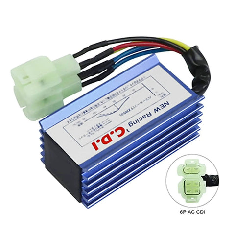 High Performance GY6 6 Pin AC Racing CDI Box for 50cc 125cc 150cc Chinese scooter go-kart ATV dirt bike, blue aluminum body