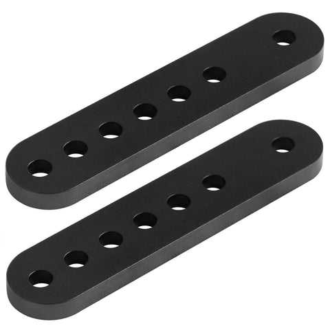 Heavy Duty Adjustable Universal Leaf Spring Shackles Plates For Trailers, Two Pack, Nine Inch Long By Two Inch Wide, Three Eighths Inch Thick Aluminum Alloy, Powder Coated For Corrosion Resistance, For Half Inch Bolts, Holes One Inch On Center
