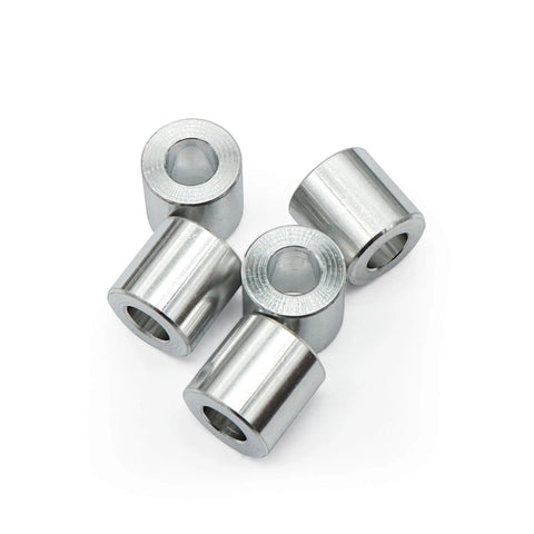 Aluminum spacers, 5-pack, 1/2 in outer diameter, 1/4 in bore, 1/2 in length, unthreaded round standoffs