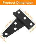 6 Pack 2 Inch Heavy Duty T Strap Hinges for Outdoor Gates and Barn Doors dimension diagram with measurements
