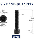 Top Notch 10 Pack 1/2 13 X 2 1/2 Socket Head Cap Screw Bolts 304 Stainless Steel dimensions 2-1/2 inch black oxide coating