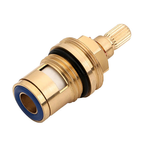 Brass Ceramic Disc Faucet Cartridge Replacement With 20 Spline Stem for Hot And Cold Water Two Valve Pack, blue ring view