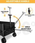 Extra Large All Terrain Folding Wagon Cart With 7.8 Cu Ft Storage And 360 Lb Capacity Big Wheels For Sand Beaches Haul Like A Boss Easy Fold And Load For Grocery Camping Garden And Sports with adjustable handle height and angle.