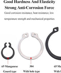 External Retaining Ring Set 20 Pcs In 58, 60, 62, 65, 68 Mm, 65Mn Spring Steel, Black Plated, diagram of gourd and hole types