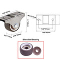 Diagram and close-up of Mini 1 Inch Caster Wheels Set Of 4 With Steel Frame And TPE Rubber For Small Furniture