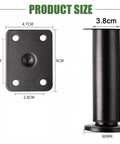 Heavy Duty Adjustable Furniture Legs Set Of Four Tall Metal Cabinet Support Stands For Beds Sofas Chairs And Tables With Quick Install Leveling Base In Matte Black Finish dimensions showing size and design details.