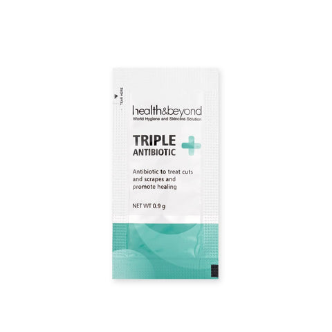 Health&Beyond triple antibiotic ointment sachet, 0.9 g, white and teal packaging