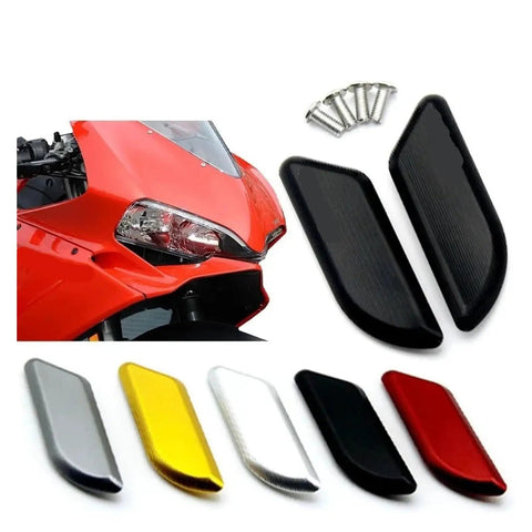 Bolt On Cnc Billet Aluminum Motorcycle Rearview Mirror Base Covers Knockout Style Windshield Drive Eliminator Plugs with various colors.