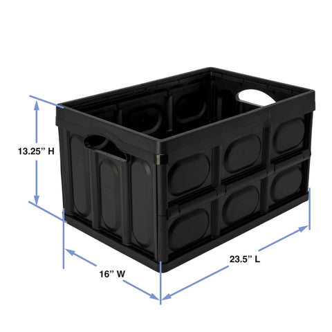Big Time Heavy Duty Collapsible Storage Bin With 16 Gallon Capacity, Folds Flat Easy For Nifty Closet Or Car Trunk Stash, Stackable Plastic Tote Crate For Versatile Home And Garage Setup In Sleek Black dimensions 13.25 H x 16 W x 23.5 L