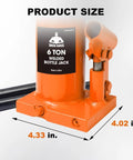 Side view of 6 Ton Hydraulic Bottle Jack For Auto And Truck Repair Heavy Duty Workhorse With Adjustable Height Orange Finish