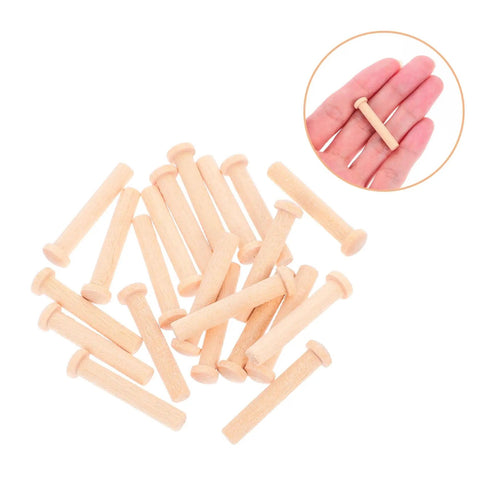 20 Piece Miniature Solid Wood Nails For Crafting And Woodworking T Shaped Round Pegs Perfect For Train Wheel Projects And Tiny Pin Nail Work
