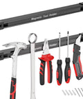 Double Sided Magnetic Tool Holder 12 Inch Magnetic Tool Bar Heavy Duty Wall Mount Strip shown with tools attached
