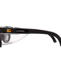 Side view of Maverick Safety Glasses With Integrated Side Shields 3 Pack Smoke Anti Fog Lenses Black Frame ANSI Z87.1 Plus