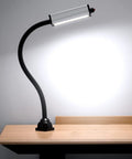 Magnetic LED Work Light With 44 LEDs, Beefy Gooseneck Lamp, Waterproof IP66, 800 Lumen, 19 Inch Flexible Arm, on wooden table