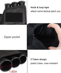 Three Tube Hip Quiver Waist Pack For Archery With Adjustable Belt Arrow Carrier With Pockets Black Oxford, close-up view