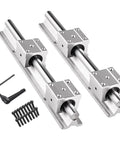 SBR16 Linear Rails 300mm Kit With 2 Rails And 4 Bearing Blocks for CNC DIY 3D Printer Upgrade shown with screws and tools