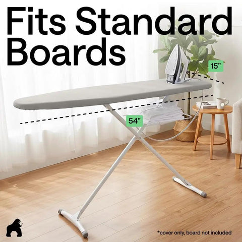Heavy Duty Ironing Board Cover And Pad With Silicone Coating, Heat Resistant Up To 400 Degrees, Silver 15x54 on standard board