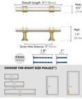 Diagram showing 10 Pack 3 Inch Cabinet Pulls in Brushed Satin Nickel and Gold Two Tone Finish with dimensions and screws.