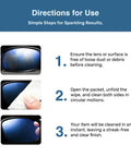 SOLWST Optix Clear Guard anti-fog lens wipes directions infographic showing three steps with lens images and wipe.