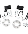 2 Inch Billet Aluminum Lift Leveling Kit For Titan XD 2016 Through 2024 components including spacers, bolts, U-bolts