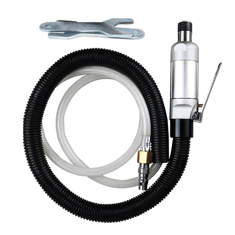 Badass Quarter Inch Pneumatic Air Die Grinder Cranking 25000 RPM With Solid Aluminum Body and hoses for precision grinding.