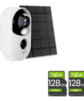 Outdoor Battery Powered Security Cam With 3MP HD Night Vision 2 Way Audio PIR Motion Detection Spotlight And Siren 2.4GHz WiFi IP66 Weatherproof Cloud Or SD Storage with solar panel and SD cards
