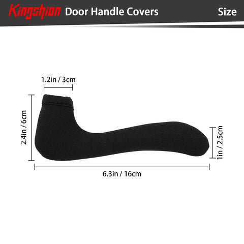 4 Pack Heavy Duty Neoprene Door Handle Covers Anti Slip Protective Sleeves For Car And Truck Handles Heat Cold Resistant Grip Sleeves, size dimensions displayed