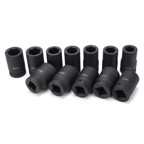 Top Tier Deep Impact Socket Set 12Pcs In 1 Inch Drive Size With Massive 24-41Mm Range And Heavy Duty Build Perfect For Pros And DIY Mechanics Looking For Serious Power And Storage On The Go, black impact sockets 24-41mm