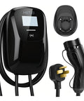 Level 2 Ev Charger 9.6Kw 40A 240V J1772 Nema 14-50P Etl Certified with black casing, plug, and display.