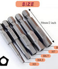 Magnetic Pentagon Head Screwdriver Bits Set Delivering A Heavy Duty Grip 10 Piece Security Drill Bits showing 5 sizes, S2 Steel, 50mm length.