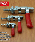 Toggle Clamp Hand Tool With High Holding Capacity For Woodworking And Welding, Push Pull Clamp, Heavy Duty Clamp With 100KG 150KG And 350KG Options, Quick Securing And Durable Steel Build, galvanized steel, red handle, 1pcs, three sizes