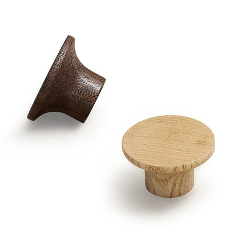 Wooden Cabinet Door Handles Four Pack Minimalist Single Hole Drawer Pulls For Wardrobes Modern High Quality Wood Construction 35mm Length 23mm Diameter Round Knobs Smooth Finish Durable