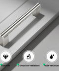 Brushed Nickel Cabinet Pulls Set of 5, 6.25 Inch Hole Spacing, 14mm Tube Diameter, Modern Kitchen and Bathroom Cabinet Handles, Durable Stainless Steel and Zinc Alloy Construction, Easy Mounting Hardware Included