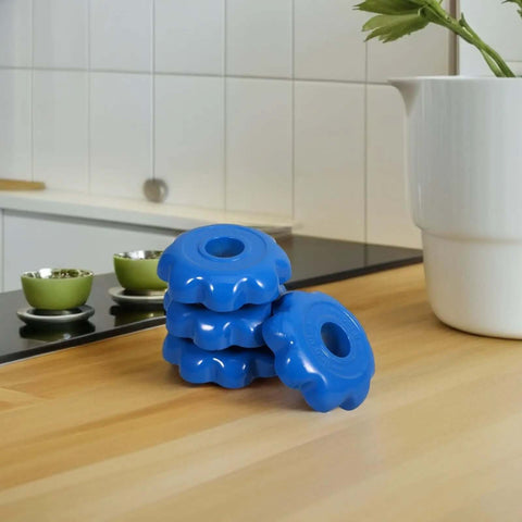 Set Of 4 Beefy And Rugged Heavy Duty Aluminum Alloy Hand Wheel Valve Control Handles stacked on a kitchen counter