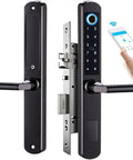 Hassle Free Smart Keyless Entry Door Lock Featuring Fingerprint Electronic Deadbolt Auto Lock with keypad and handle.
