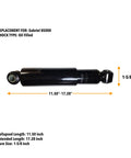 4 Pack Heavy Duty Shock Absorbers For Trailer Suspension Systems Compatible With Intraax Vantraax Cush Ridewell Trailmobile Saf Holland Gabriel 85000 Monroe 65416 Replacement TR85000 black oil-filled shock absorber with size annotations