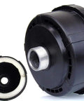 Pro Quiet 33mm Air Compressor Silencer Filter With 1 Inch BSP Thread Metal Intake Filter, disassembled view showing components.